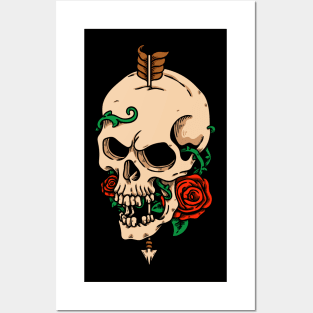 Skull And Rose Posters and Art